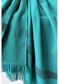 Resim %100 Pamuk Kalın Çizgili Peştemal-plaj Havlusu & Şezlong Örtüsü-90x200 Cm-yeşil Yesıl Yeşil 