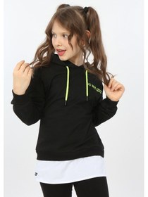 Resim Toontoy Kız Çocuk Do Not Give Up Nakışlı Sweatshirt Siyah 