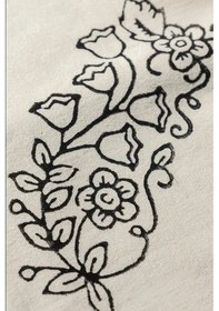 Resim El Baskılı Doğal Pamuk Keten Dikdörtgen Masa Örtüsü 160x200 Cm 