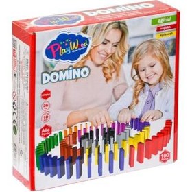 Resim Play Wood Renkli Ahşap Domino Oyunu 100 Parça ONY-388 