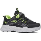 Resim Günlük Çocuk Unisex Sneaker Nefes Alabilen Lastik Bağcıklı Cırt Cırtlı Hafif Esnek Ayakkabı 0013 Siyah - Sarı 