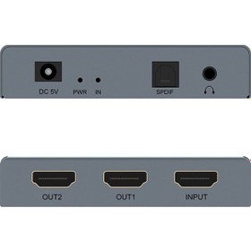 Resim Fastbuy 4k 60hz Hd Video Dağıtıcı Ve Ses Çıkarıcı 2-in-1: 1 Giriş 2 Çıkışlı, 3.5mm Aux Desteği, Gri Renkli Ses-video Dönüştür 