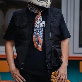 Resim Youngwier Erkekler için motosiklet yelekleri, erkekler için bisikletçi yeleği, Nefes alabilen motosiklet taşıma yeleği, Hafif inşaat, çok cep tasarımı, kentsel işe gidip gelme için güvenlik donanımı, 