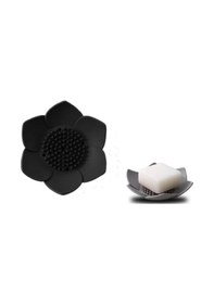 Resim Lotus Desenli Sabun Ve Sünger Tutacağı Silikon Siyah Su Giderli Lotus Şekilli Şık Katı Sabunluk Diğer 