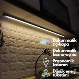 Resim 120CM Dim Edilebilir Tak Çalıştır LED Işık Mutfak, Dolap, Tezgah Altı, Duvar Dekoratif Gecelamba (Günışık) 
