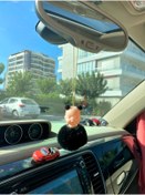 Resim S&E TASARIM Uyuyan Bebek Dikiz Süsü Siyah Ponponlu Siyah Ponpon Kulaklı Bebek Oto Dikiz Süsü 