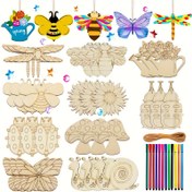 Resim 72 Parça Ahşap Böcek El Sanatları Seti, Çocuklar için DIY Sanat ve El Sanatları Seti, 30 Böcek Bloğu, 12 Su Boya Kalem, 30 Rötuş İpleri ile Yaratıcı Ahşap El Sanatları Malzemeleri, Mevsimsel, Bitirme Yok, Süslemeler Yok, Ahşap, Tek başına, Depolama Kapasitesi <3.2 Kübik Fit, Montaj Yüksekliği <68.58 cm, Ağırlık <13.61 KG 