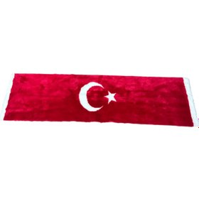 Resim Türk Bayraklı Peluş Göğüslük Pandizot Örtüsü 160x40cm 