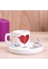 Resim Sevgililere Özel Türk Kahvesi Fincanı Ve Altı 