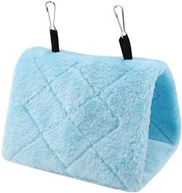 Resim Vogelnest Kuschelhütte Weiche Plüsch Hängematte Hängendes Käfig Zelt für Vögel Papagei Winter Warmes Bett Haustier Spielzeug(S-Blau) 
