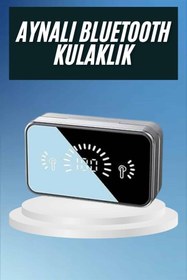 Resim Powerbankli Bluetooth Kulaklık Yüksek Ses Aynalı Çift Dijital Gösterge Ekranı 