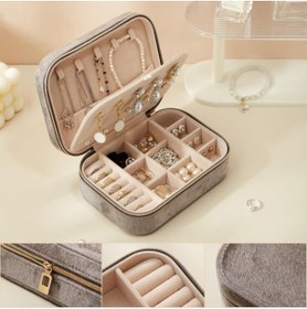 Resim Mdl1-kadife Gri Takı Kutusu Yeni Tasarım Fermuarlı Takı Düzenleyi 