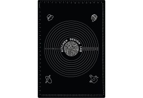 Resim Kitchen Design Lab 2'li Set Siyah 45X65 cm Silikon Hamur Açma Matı ve Gri Silikon Yanmaz Mutfak Fırın Eldiveni 