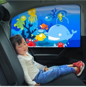 Resim Manyetik Geri Çekilebilir Araba Yan Cam Güneşliği-sualtı Dünyası-kare Monolitik 