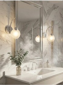 Resim Fiora Midye Cam Küre Duvar Aplik Gold & Krom Seçenekli Gümüş 