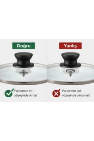 Resim Arcak2 Karaca Kulp + 28 cm Tencere Sahan Tava Cam Kapağı 