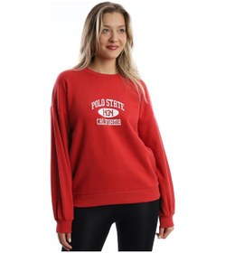 Resim Kadın Polo State Baskılı 3 İplik Sweat Kırmızı 