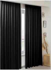 Resim Lüks Kalın Siyah Blackout Karartma Güneşlik Perde En X Boy Pilesiz Tek Kanat,Siyah 200 220 