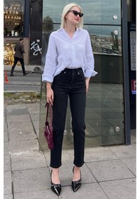 Resim Madmext Siyah Slim Fit Kadın Mom Jean Mg1738-siyah Siyah 