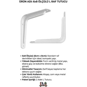 Resim Viva 2(Adet)’li Set Beyaz L Demir Raf Altı Taşıyıcı - Estetik ve Güçlü Raf Tutucu 6*8 