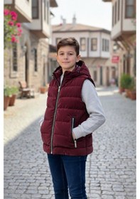 Resim Pina Kids Erkek Çocuk Kapüşonlu Şişme Yelek Bordo 