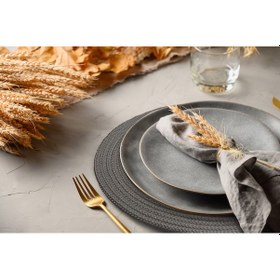 Resim Tekli Hasır- Antrasit Jüt Düz Amerikan Servis Supla 35cm X 35cm Antrasit 