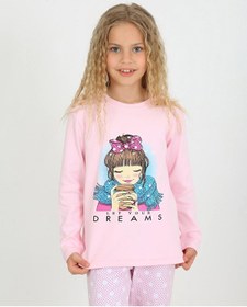 Resim Kız Çocuk Uzun Kollu %100 Pamuklu Pijama Takımı Let Your Pembe 