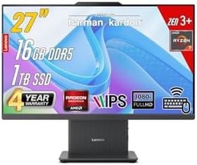 Resim LENOVO IdeaCentre 27ARR9 AMD Ryzen 7-7735HS 16GB 1TB 27 FHD FreeDos Siyah All in One Bilgisayar 