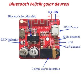 Resim Bluetooth Stereo Müzik Alıcı Modülü 4.1 Versiyon Telefondan Oto Teypi Aux Bağlanır 5v Devre Blue4.1x 