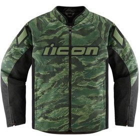 Resim Icon Hooligan Ce Tigersblood Korumalı Motosiklet Montu Siyah Yeşil 