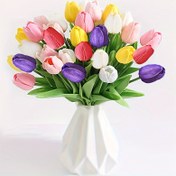 Resim 15'li Paket Yapay Lale, Düğün, Parti, Bahçe Dekorasyonu, Oturma Odası, Yatak Odası, Yemek Masası, Ofis için Gerçek Dokunuşlu Sahte Çiçekler, Plastik, Güç Gerektirmez, Kap Dahil Değildir 