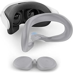Resim Relohas Deluxe VR Accessories for Meta Quest 3, Safe 2 in 1 Silicone Case Set for Oculus Quest 3, Include Upgraded Lens Protector, Face Cover (GREY) 
