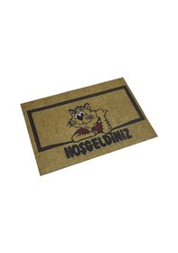 Resim Hoşgeldiniz Yazılı Kedi Desenli Kauçuk İç Ve Dış Kapı Önü Paspası 