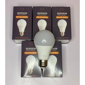 Resim Serdem Elektrik 9W Led Ampul Tasarruflu Uzun Ömürlü 6500K Beyaz Işık E27 Duy 5 Adet 
