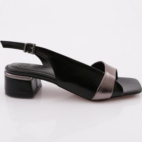 Resim Dgn 312 Kadın Düz Burun Arkadan Bağlamalı Topuklu Ayakkabı 312-1922-R145138 Platin - Siyah 