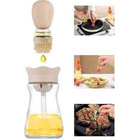 Resim Silikon Cam Hazneli Fırçalı Yağlık Yağ Sos Yumurta Fırçası Pratik Kullanım 