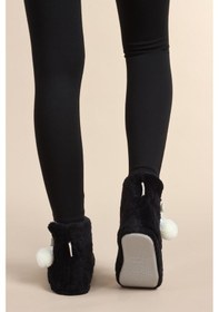 Resim Kadın Panduf Kışlık Ev Botu Ev Ayakkabısı Su Yolu Velsoft Sessiz Taban Siyah 