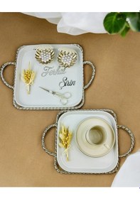 Resim Spark Gümüş Söz Tepsisi Ve Damat Kahve Fincanı Gold Gold 