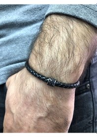 Resim Moda Kulesi Gümüş Safir Taşlı Erkek Bileklik 