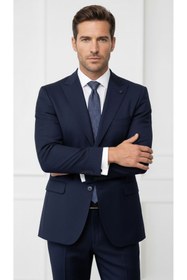 Resim Plus Scorpion Erkek Blazer Ceket Twill Puntolu Kırlangıç Yaka 2 Düğmeli Çift Yırtmaçlı Slim Fit 