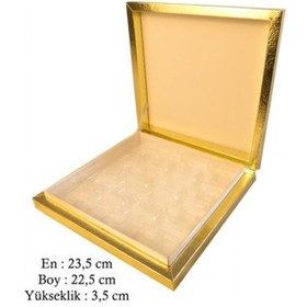 Resim Kutu Çikolata Kutusu Karton 16 Lı Separatörlü Altın Pk:1 