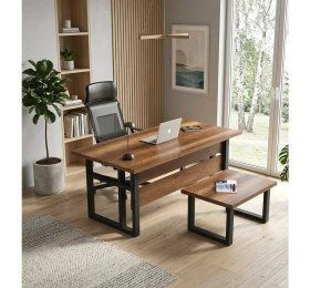 Resim L'occi Concept March AB Metal Ofis Çalışma Masası Sehpa 2'li Büro Masa Takımı Barok MR07-BA 