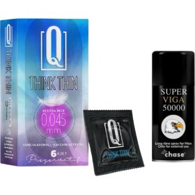 Resim Chase Q Think Thin 6'lı Ekstra Ince Prezervatif + x Sprey 45ML 