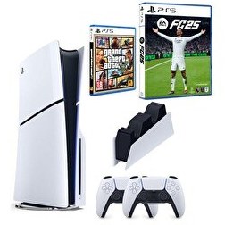 Resim Sony Playstation 5 Slim CD Edition-2. Dualsense PS5 Kol-Şarj İstasyonu-Fifa FC 25-GTA 5 Oyun (İthalatçı Garantili) 