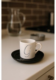 Resim Türk Kahvesi Fincanı Siyah Altlık Harf, Espresso Fincanı Siyah Altlık Harf Siyah4 