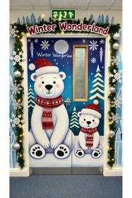 Resim PROMISEBACKDROP2 190x75cm Lastikli kapı süsü, Kumaş kapı giydirme, Christmas decor, Yılbaşı, Okul etkinlik kapı süsü 