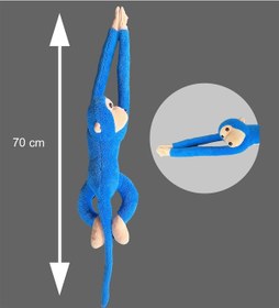 Resim Peluş Maymun. Elleri Yapışabilen Uyku Ve Oyun Arkadaşı -70 Cm Mavi 