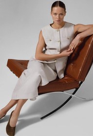 Resim Taş Gold Düğmeli Cep Detaylı Kadın Yelek - TAŞ / 38 