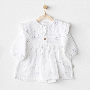 Andywawa Ac25585 Magical Butterfly Müslin Bebek Elbise White