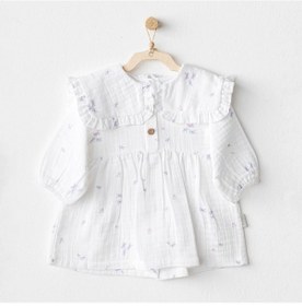 Resim Andywawa Ac25585 Magical Butterfly Müslin Bebek Elbise White 